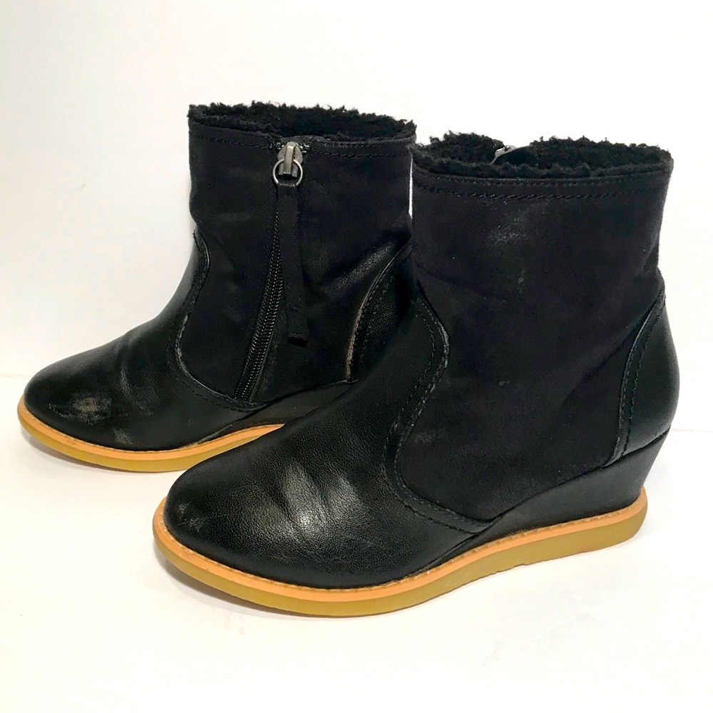 Revel Denise Black Wedge Heel Ankle Boots Size 1